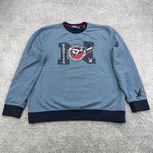 Nautica Sweatshirt Mens XL Blue Maritime Sailing Supply Boat Pullover Y2K Boxy